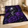 Gotische Totenkopf mit lila Rosen Korallenfleece Decke