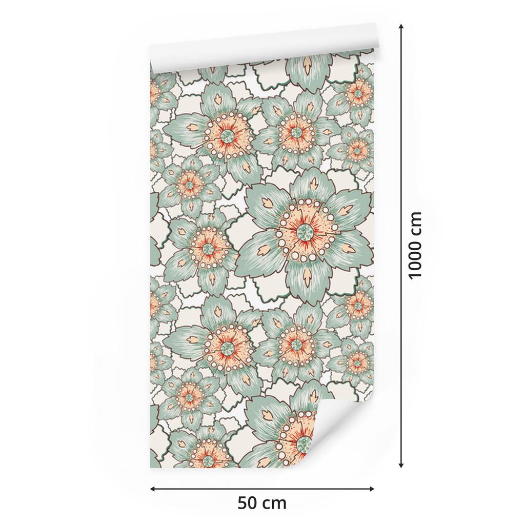 Colorful Flowers Vintage Wallpaper for Living Room and Bedroom 50x1000