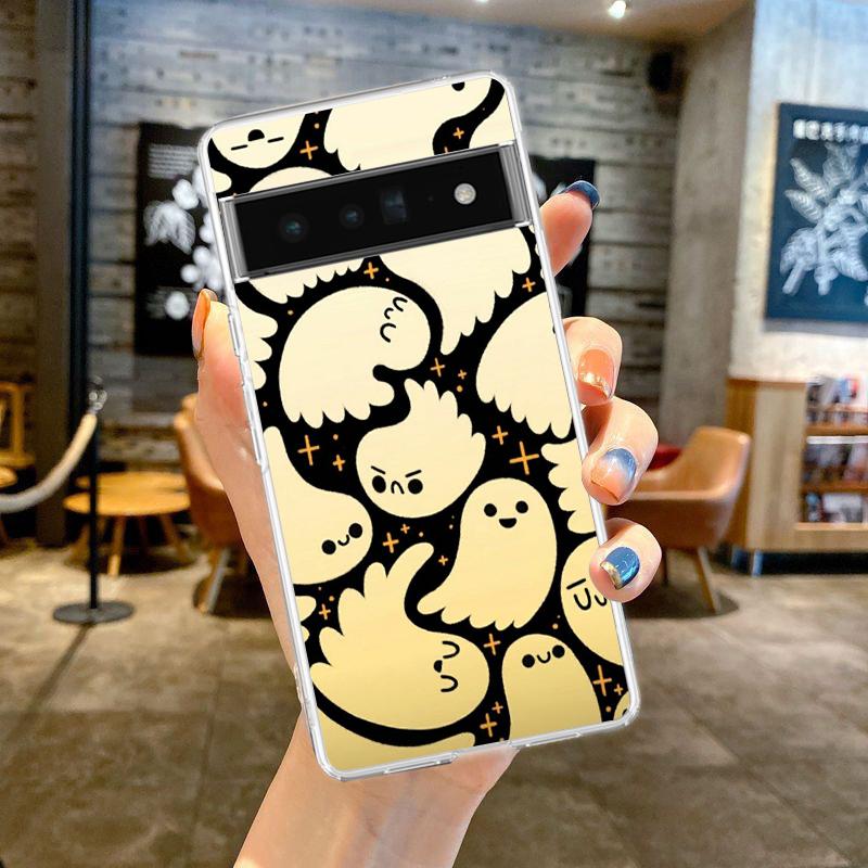 Phone Case Cover for Google Pixel 9,8,7,6,5,4,4XL,7A,6A,5A,4A,3A,Pro,XL,5G Transparent Soft TPU Shell Halloween Ghost Costume