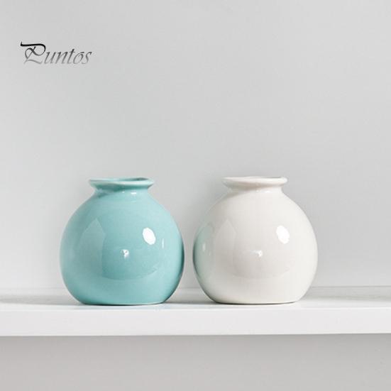 Mini Ceramic Vase Solid Color Glazed Flower Vase Desktop Decor Miniature Bud Vase for Small Hydroponic Plants Flowers Office Living Room Bedroom