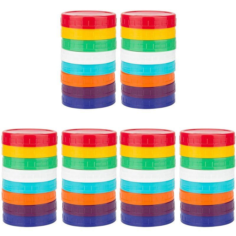

ABUL-48 Pack Plastic Jar Lids - Colored Jar Caps 100% Compatible For Ball Kerr Wide Jars (Wide Mouth)