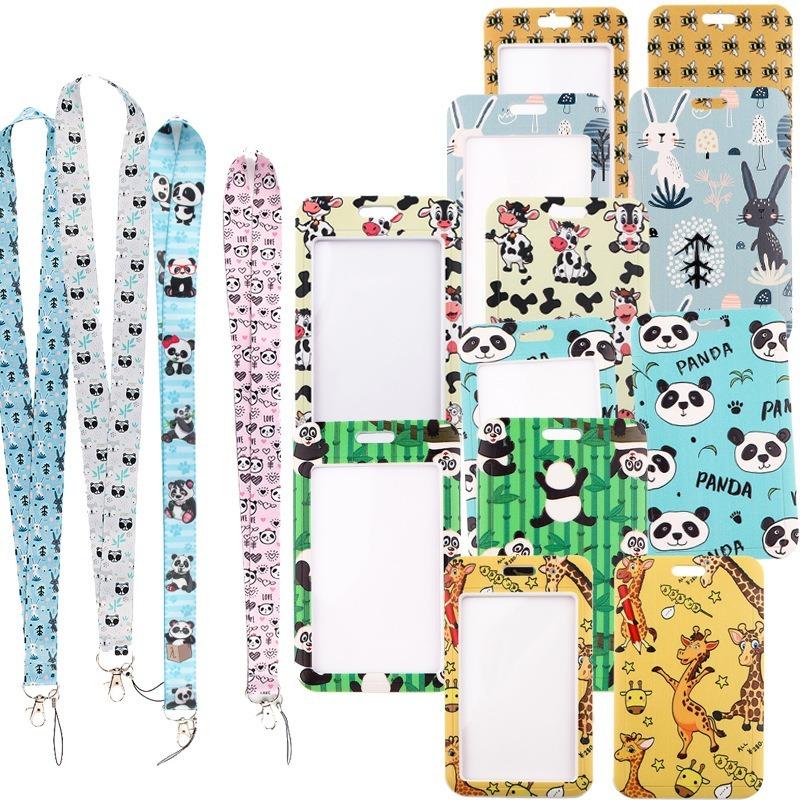 Cute Animal Panda Credential Holder Keychain Lanyard For Keys ID Card Holder Cartoon Keyring Neck Straps Phone Rope