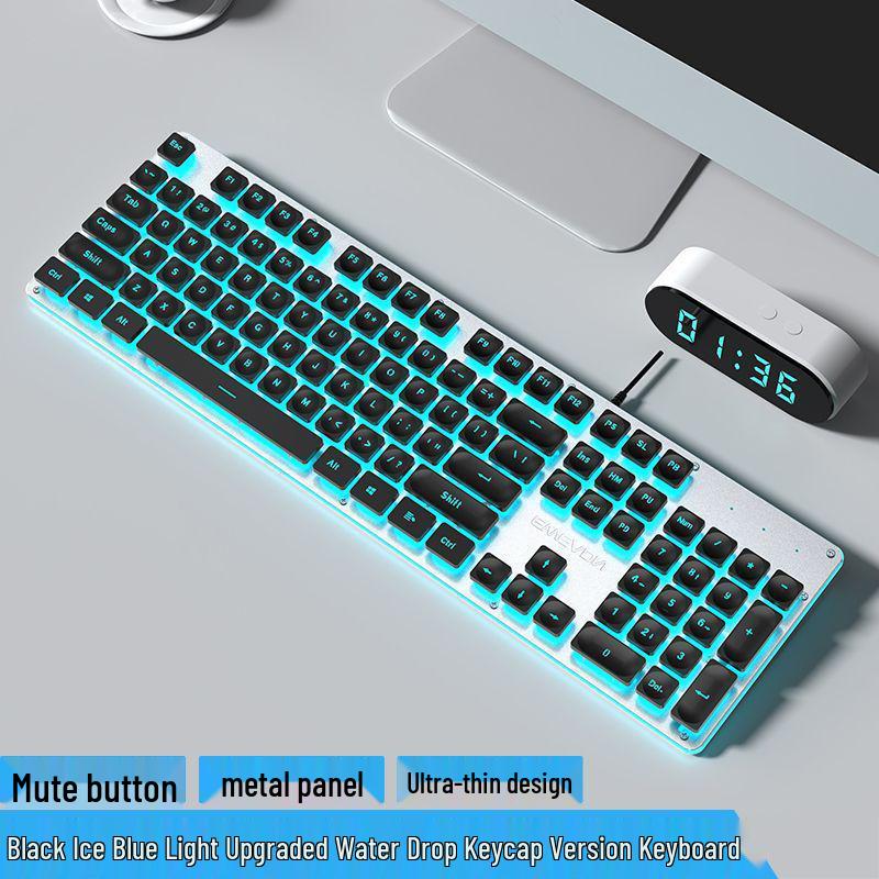 Pioneer Silent Mechanical-Feel Keyboard and Mouse Set for Girls - Wired for Office and Gaming