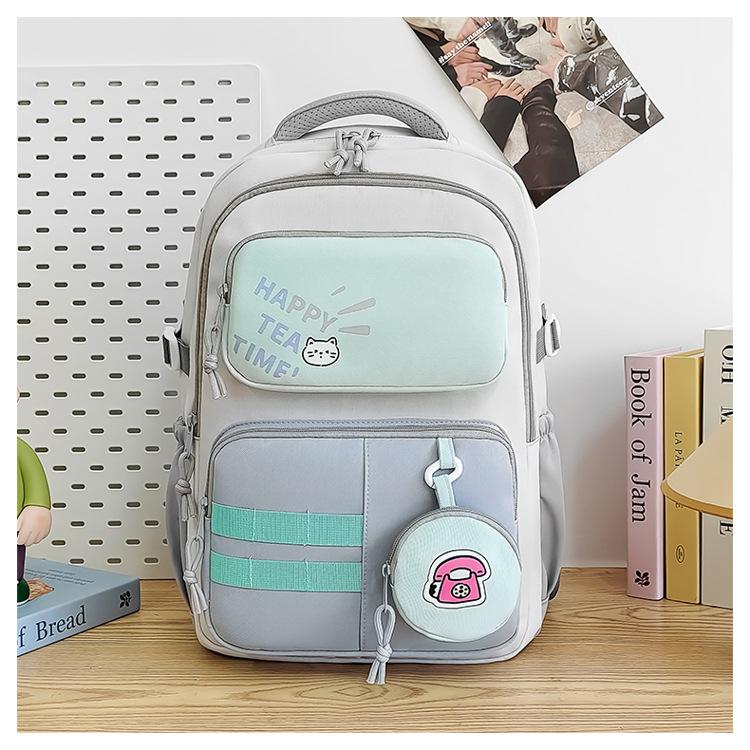 Schoolbag 2025 New Versatile High Value Large Capacity Junior High School Student Schoolbag Simple and Lightweight Backpack Casual Contrasting