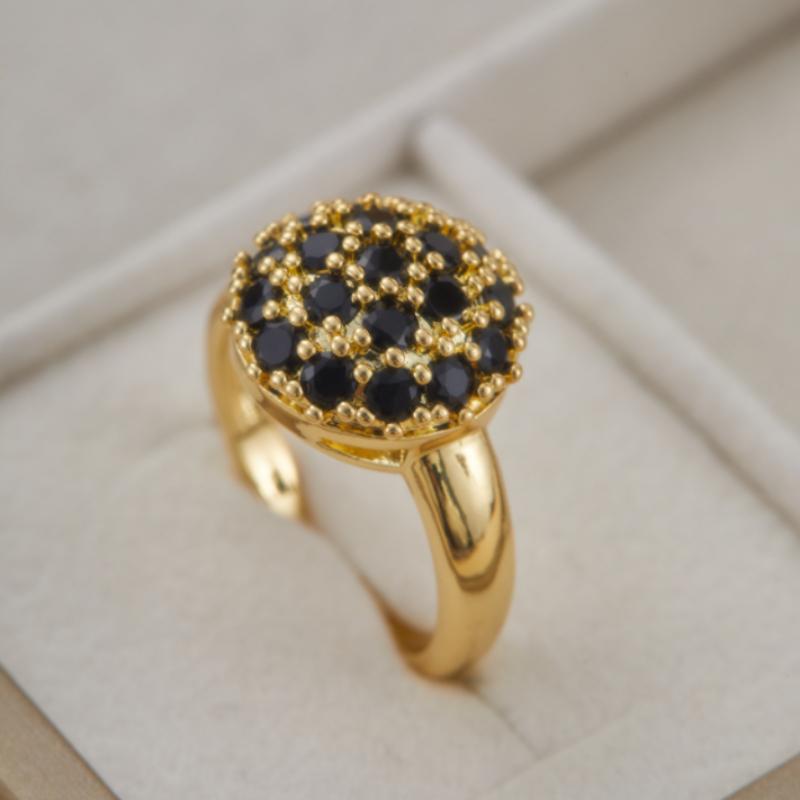 

New Fashionable Black Color Inlaid Zircon Geometric Ring, Suitable for Women s Holiday Banquet Accessories, Zircon Gifts 6