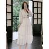 Women Spring Summer Casual Long Dress Floral Print Lace V-Neck Long Sleeve Dress Fashion Holiday Maxi Dress Elegant Classics Versatility