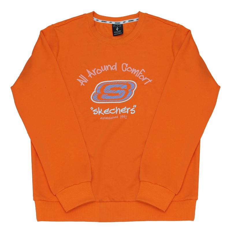Skechers Casual Round Neck Basic Color Letter Logo Print Fashion Comfortable Sweatshirt Women sweatshirt RF-L322W908-00S6 M