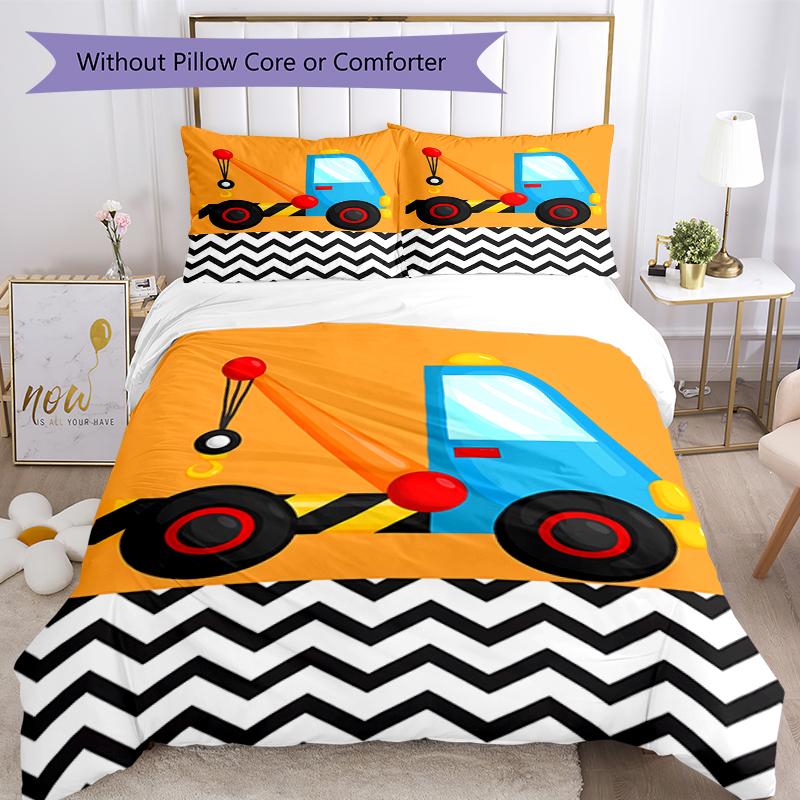 3pcs Excavator Bedding Set Duvet Cover Closure Includes 1 Duvet Cover & 2 Pillowcases, Soft and Comfortable for All Seasons.