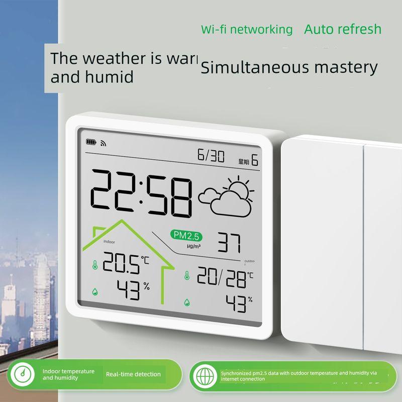 Wifi Connected Indoor Thermometer for Home Use, Accurate Outdoor Temperature and Humidity Meter, Clock, Pm2.5 Detector, Hygrometer