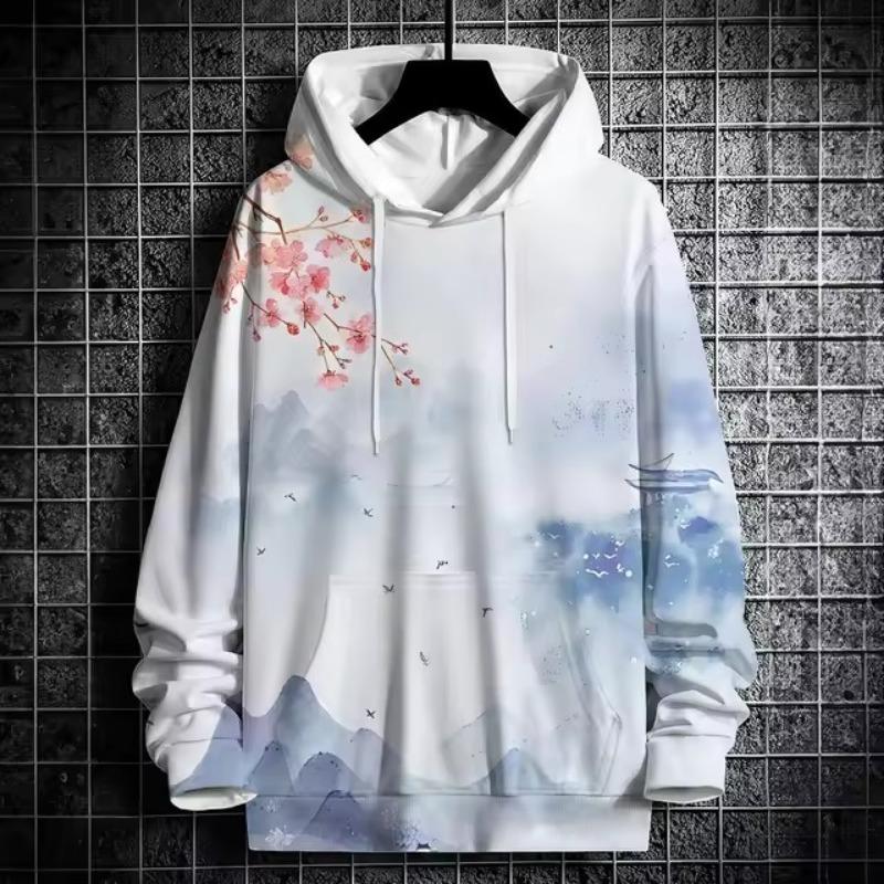 Men's Trendy 3D Printed Hoodie with Star & Number 10 Design - Casual Fashion Pullover, Machine Washable