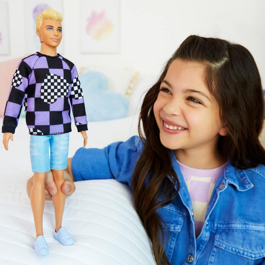 Barbie Ken Fashionista Purple Check  As Seen In the Movie "Barbie" [Dress-up Doll] [Ages 3 and Up] HBV25