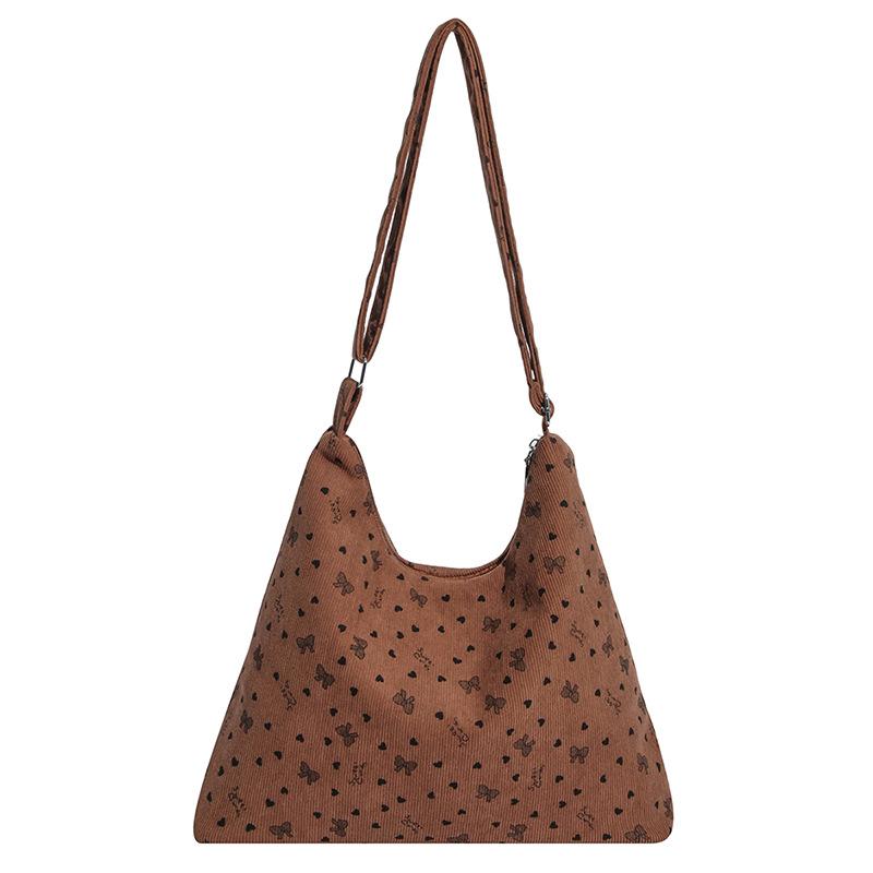 Retro corduroy bag large capacity new single shoulder fashion versatile underarm commuting portable out tote bag