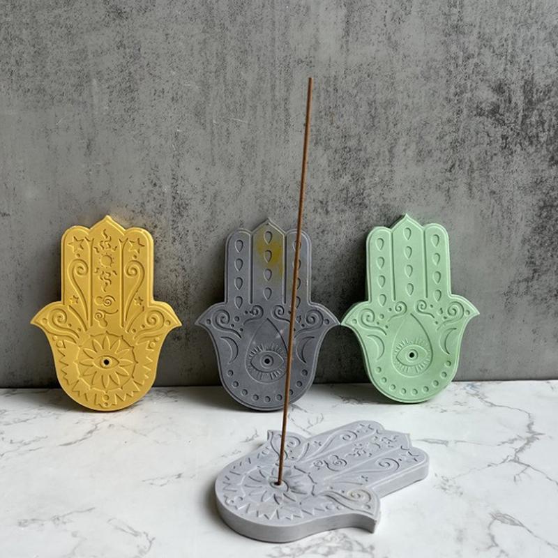2 Teile/satz Hand Der Fatima Weihrauch Sticks Basis Silikon Form Diy Yoga Zement Gips Blume Des Lebens Weihrauch Halter Tray Home dekoration