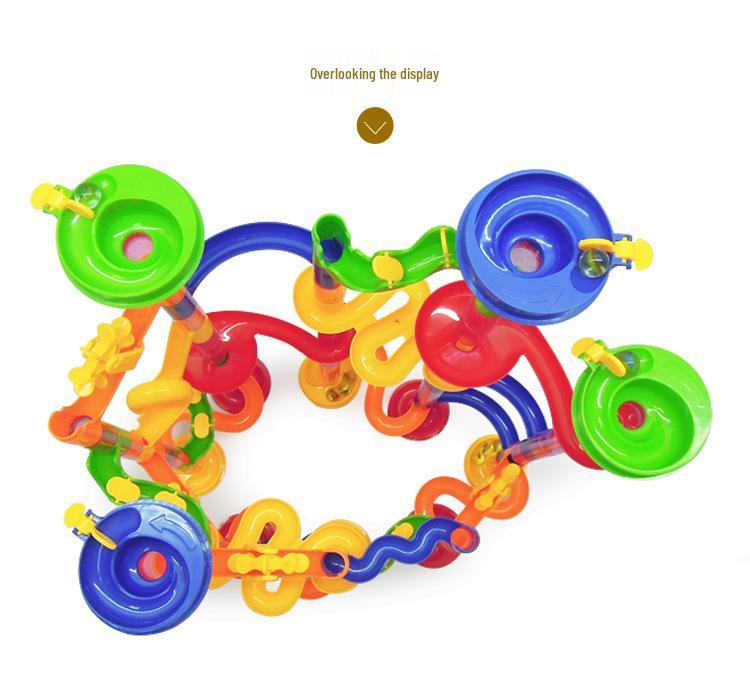 3D Labyrinth Murmelbahn Puzzle, 105-teilige Kunststoffbausteine für die frühe Bildung und den Zusammenbau von Kindern