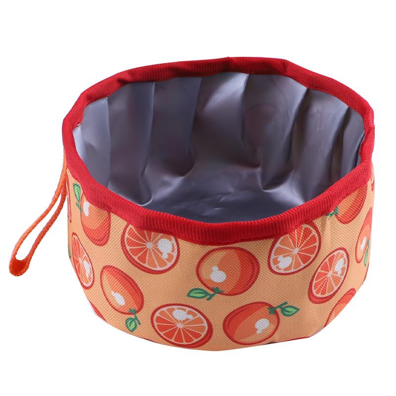 Oxford cloth outdoor dog food bowl portable folding food basin pet going out drinking bowl travel dog bowl