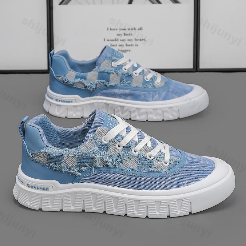 

2026 Autumn New Niche Design Men s Low Top Thick Soeld Casual Canvas Shoes Fashi Trend Versatile Comfortable Platform sneakers 39 синий