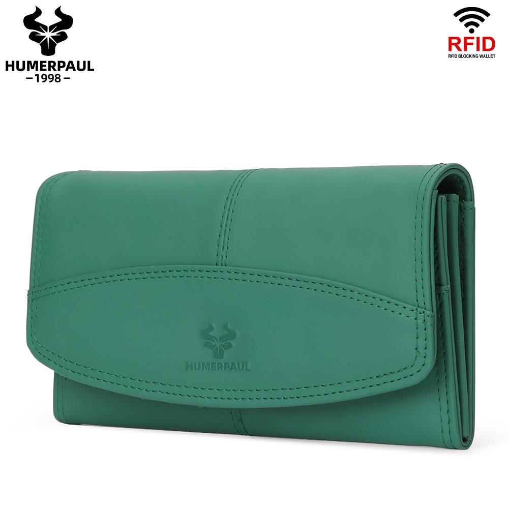 Humerpaul Damen-Geldbörsen, RFID-blockierend, echtes Leder, großes Fassungsvermögen, Kartenhalter, luxuriöse Designer-Damen-Langbrieftasche