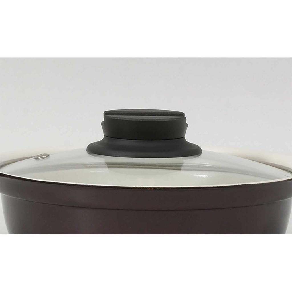Bestco Tabletop IH with Glass Wine Red Ceramic Bistro Carole Pot, Two-handed Pot, 16cm, Lid, NQ-0051