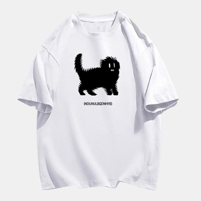 T-shirts Women Tops Japanese Y2k Preppy Style Funny Kittens Puppy Print Korean Fashion Tees Kawaii Cat Dog Graphic Streetwear