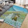 Moominvalley Flannel Printed Carpet, Home Sofa Decoration for Living Room & Bedroom, Non‑Slip Play Flannel Floor Mat for Game Room