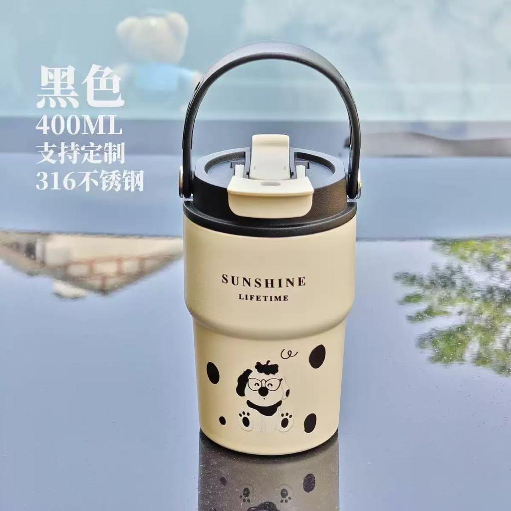 Water bottle cartoon tea warehouse double drink coffee cup high value stainless steel ceramic liner thermos cup portable cup