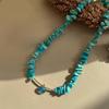 Boho Gravel Choker Blue Chip Turquois Pink Natural Stone Chips Necklaces For Women Heart Crystal Pendant Jewelry Gift For Women