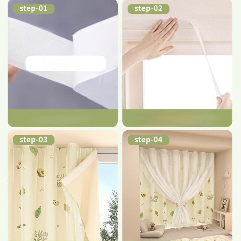 Printed Curtains with Magic Tape, Cartoon Fabric Door Curtains, Partition Curtains, Toilet and Bedroom No-Drill Curtains