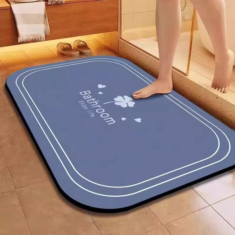Simple Soft Diatom Mud Mat Bathroom Strong Absorbent Household Bathroom Door Mat Quick Drying Can Be Cut Foot Mat