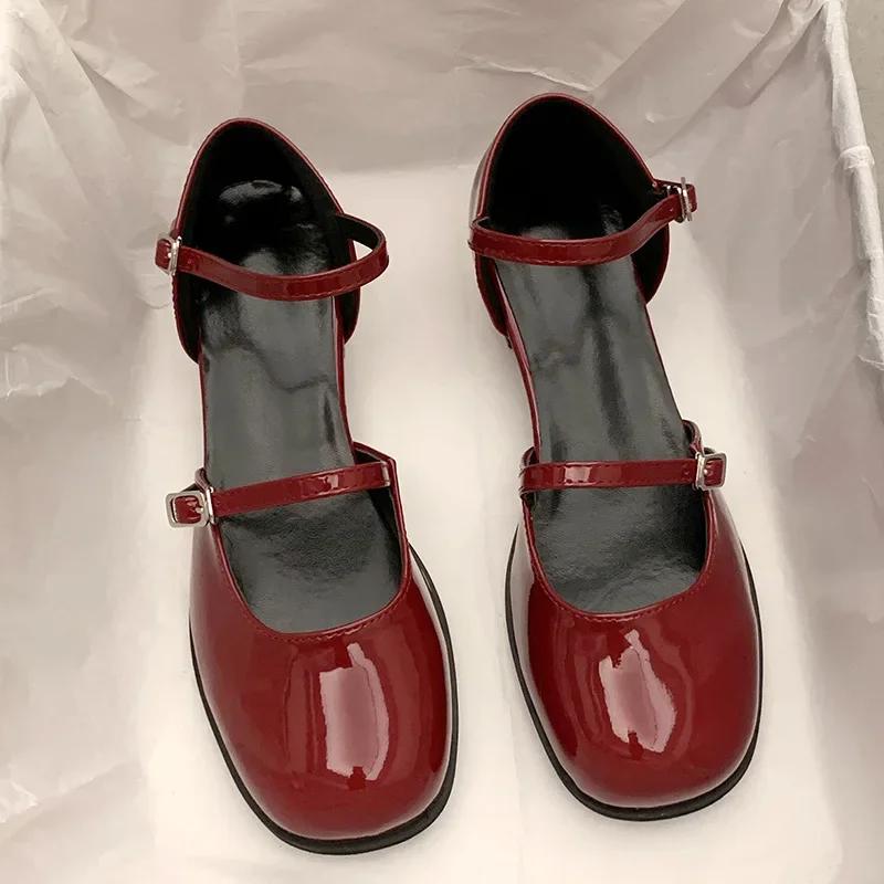 Design Pantofi Mary Jane cu Cataramă Pantofi cu Toc Gros Superficiali Goluri Elegante Pantofi Casual Pantofi de Birou Petrecere Dama Pantofi din Piele