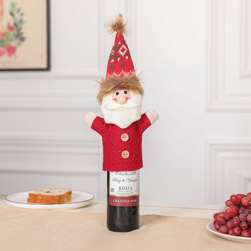 Party Table Decor Xmas Gift Santa Claus Wine Bottle Cover Bottle Dress Up Christmas Ornaments