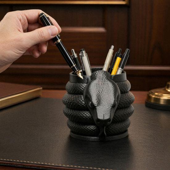 Durable Desk Organizer 3D Printed Snake Shape Pen Holder, Creative Desktop for Pencils Stationery Storage Container Colored Gel Pens Utility