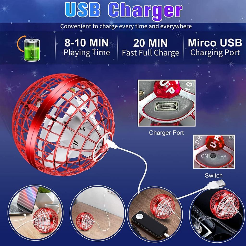 2024 Upgraded Flying Orb Ball Toy - Cosmic Boomerang Ball with LED Lights, Hover Ball for Kids & Adults, for Indoor/Outdoor Fun, Cool Holiday Magic