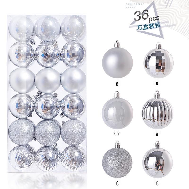 36 Electroplated Plastic Christmas Ball Ornaments for Tree and Window Decoration