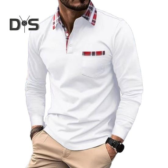 

Мужская рубашка весна-осень с отложным воротником на пуговицах, длинными рукавами, клетчатым принтом, нагрудным карманом, облегающим кроем, быстросохнущим свитером для фитнеса и тренировок на открытом воздухе M белый
