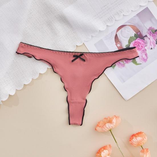 Women's Thong Seamless Low Rise Cotton Underwear Sexy Ruffle Hem Bikini Panties Ladies Breathable Briefs