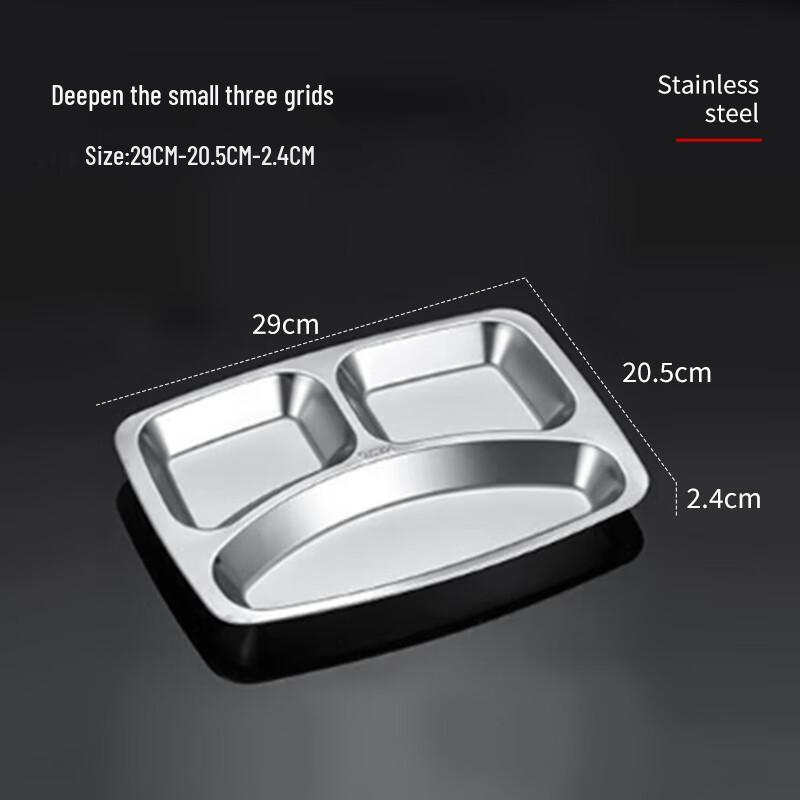 316 Stainless Steel Deep 3-Compartment Lunch Tray