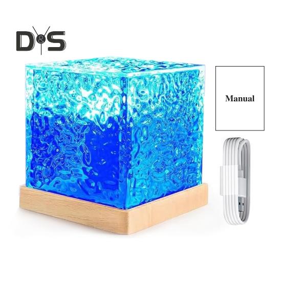 

Лампа-проектор Ocean Wave, ночник, пульт дистанционного управления, 16 цветов, постепенно вращающееся пламя, водяная лампа с деревянным основанием A