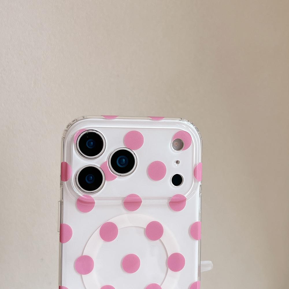 Cute Polka Dot Pattern For Magsafe Phone Case For iPhone 17 16 15 14 Pro Max Magnetic Wireless Charge Shockproof Cover