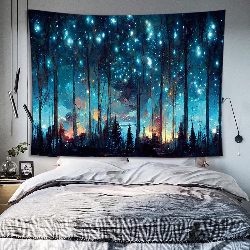 Moon Starry Sky Backdrop Hanging Cloth Rental House Renovation Cloth Ugly Wall Covering Living Room Decoration Painting Hanging Blanket