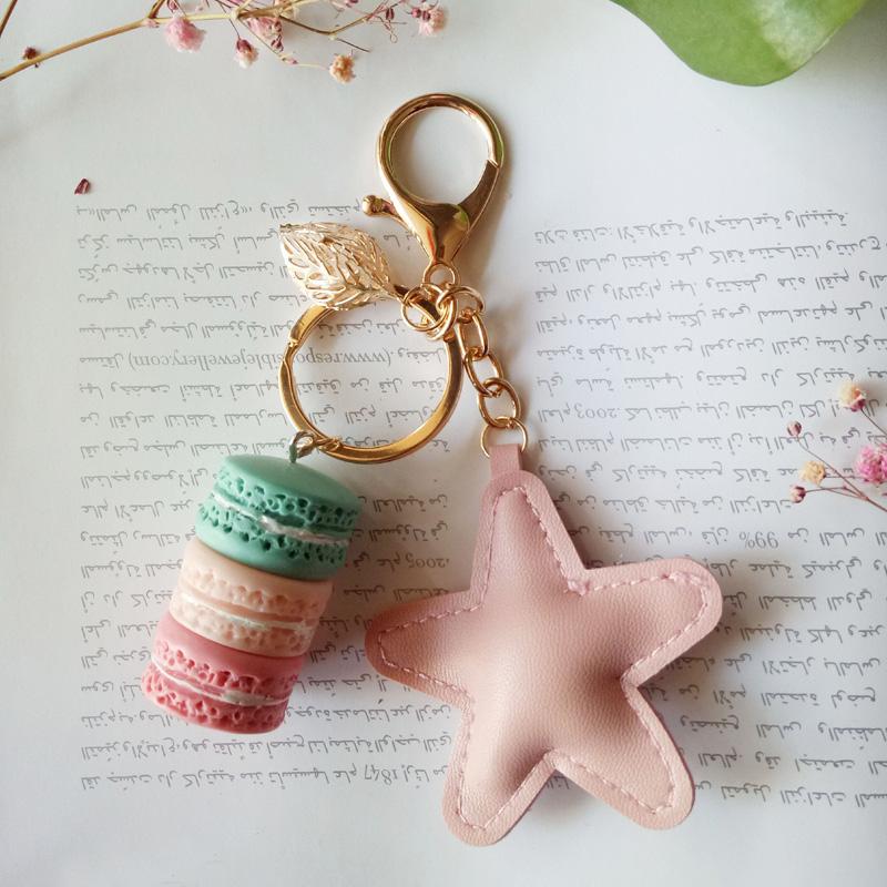 Neuer Kuchen Schlüsselanhänger Mode Auto Schlüsselanhänger Damen Tasche Anhänger Zubehör Frankreich Kuchen Macarons mit Eiffelturm Schlüsselanhänger Geschenk Schmuck