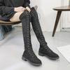 Large Size Women'S Boots Popular Cross-Strap Suede Over-Knee Boots European And American Style Flat Boots