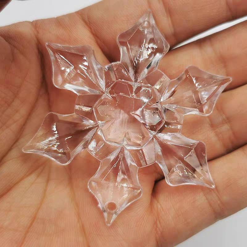 5/60pcs Christmas Crystal Ornament Xmas Tree Decoration Transparent Ice Strip Snowflakes Water Drop Hanging Pendants Party Beads