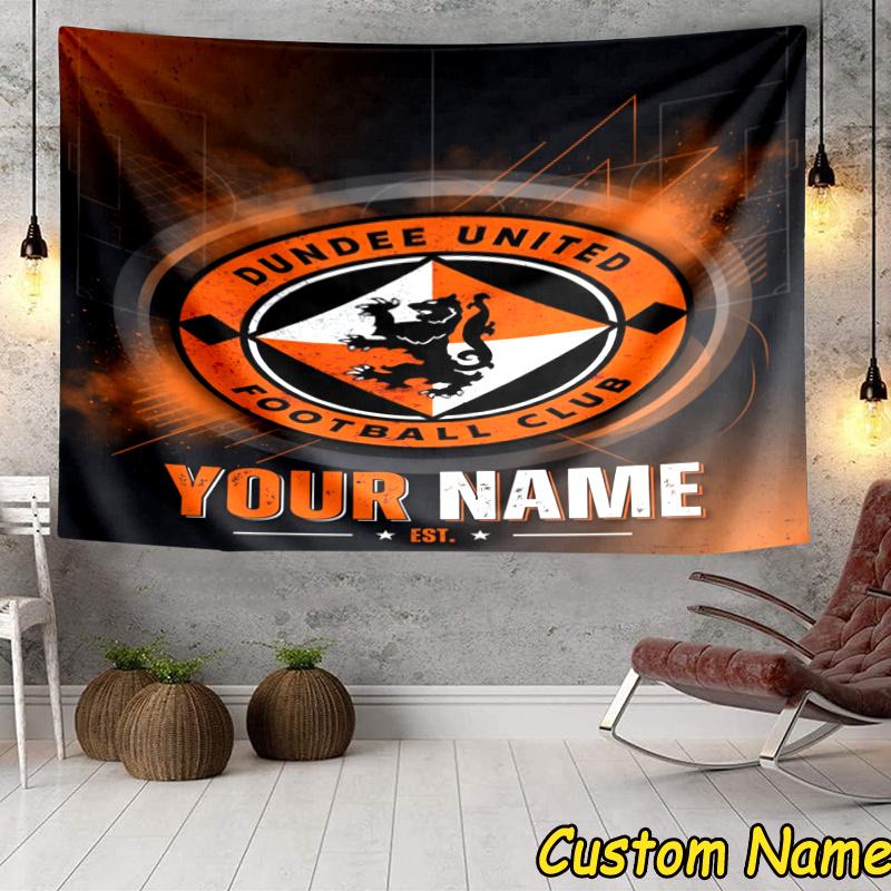 Custom Name Dundee United Crest Design Tapestry Accessories for Bedroom,Livingroom, dormitory Room Wall Hanging Decor, Fan Birthday Gifts