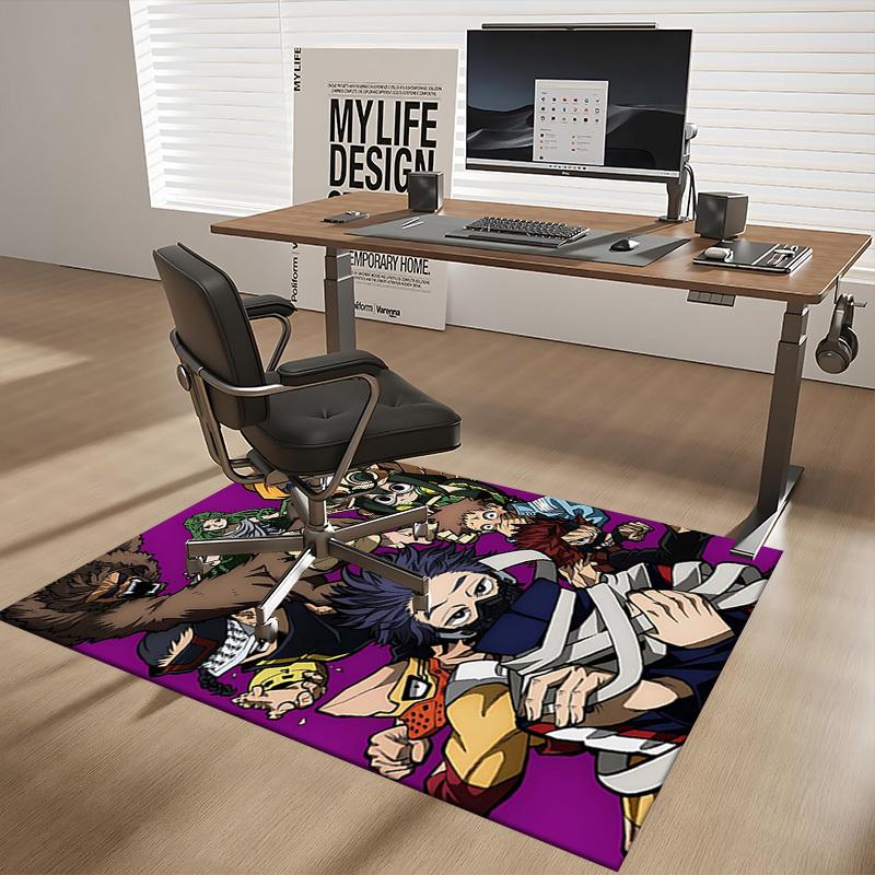 1pc My Hero Academia Theme Chair Mat - Anime Cartoon Design Office Rug, Anti-Slip Carpet for Desk, Suitable for Home Decor, Living Room, Bedroom, Game