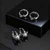 Fashion Chic Rose Fox Hoop Earrings, Silver Color Stainless Steel Small Huggies Earrings, Punk Trendy Hypoallergenic Jewelry