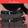 Korean Style Womens Bi Wardrobe Leather Belt With Bright Silver Buckle Simple Highend Decorative Youth Accessory