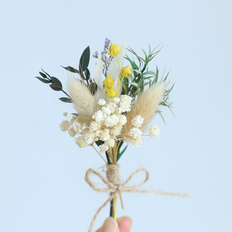 12cm Preserved Flower Boutonniere: Mini Bouquet for Bride, Bridesmaid, Wedding, Gift Box, Party Favor Decoration