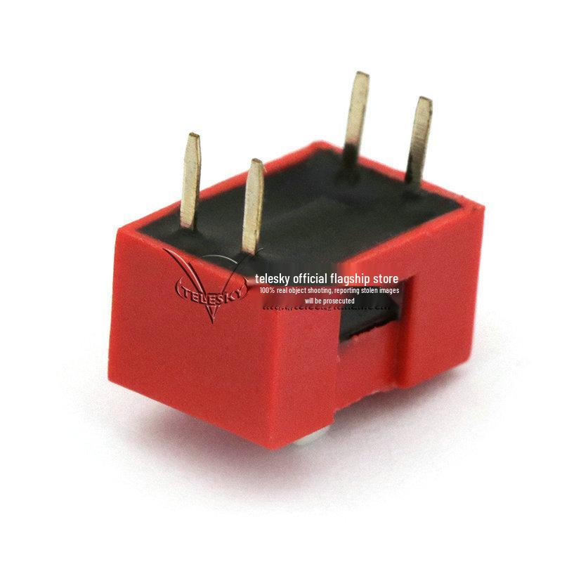DIP Switch - 2-Position Rocker, 2.54mm Pitch, Through-hole, Red (5 pcs)