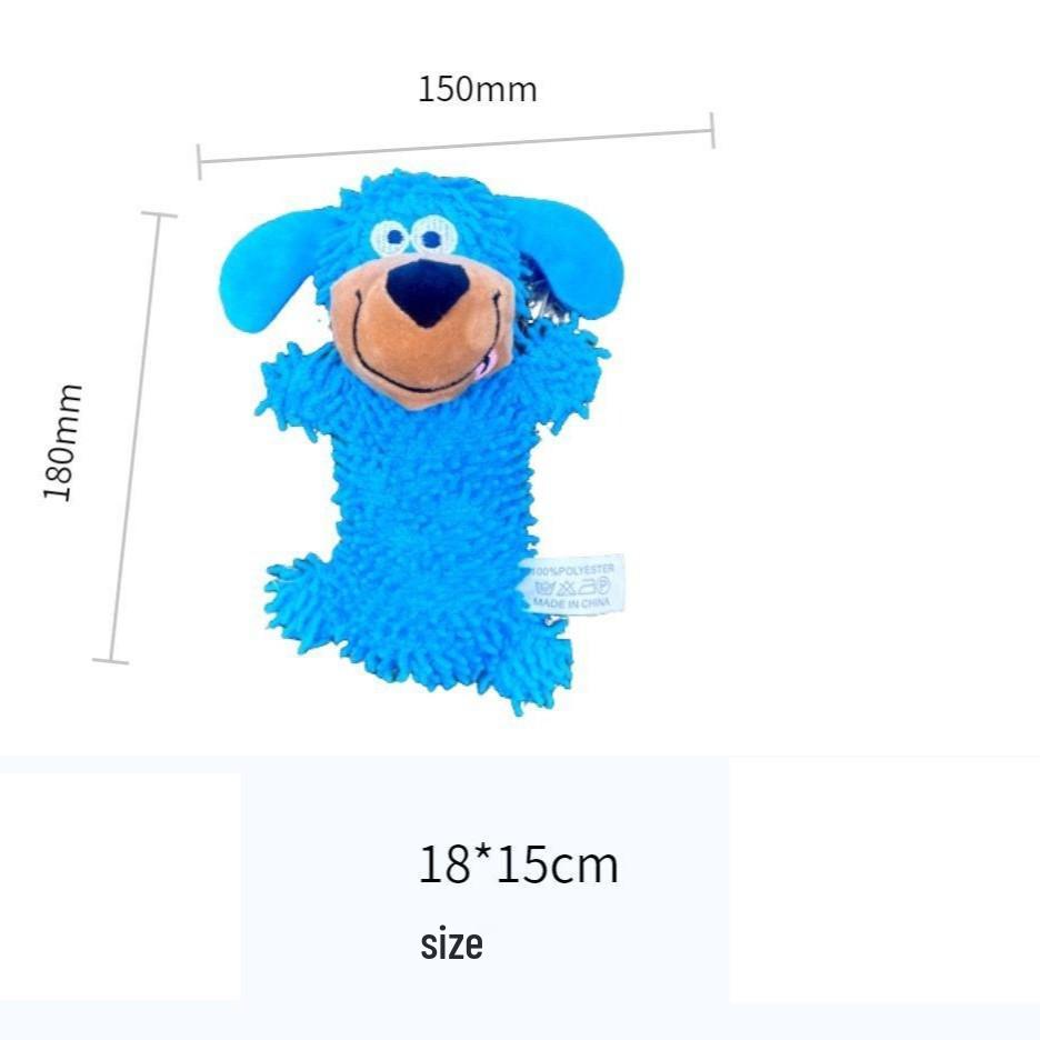 Dog Cartoon Sounding Plush Mop Toy - Bite-Resistant Molar Cleaning Dog Toy