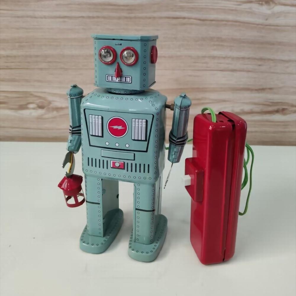 TR2050 Retro Electric Night Patrol Robot Tinplate Collectible Toy Gift